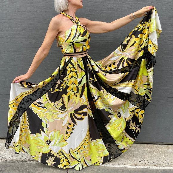 NWT ANNARITA N Made in Italy Long V-strap dress - Picture 11 of 16